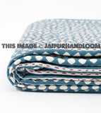 Indian Kantha Quilt Queen Hand block Blanket bedspread-Jaipur Handloom