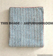 Indian Kantha Quilt Queen Hand block Blanket bedspread-Jaipur Handloom