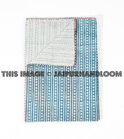 Indian Kantha Quilt Queen Hand block Blanket bedspread-Jaipur Handloom