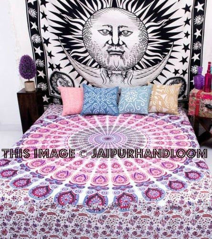 Indian Mandala Bed Sheet Hippie Bedspread Dorm Bedding Bohemian Tapestry Decor-Jaipur Handloom