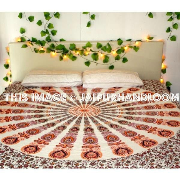 Indian Mandala Bed cover Coverlet Cotton Beach Blanket Throw-Jaipur Handloom