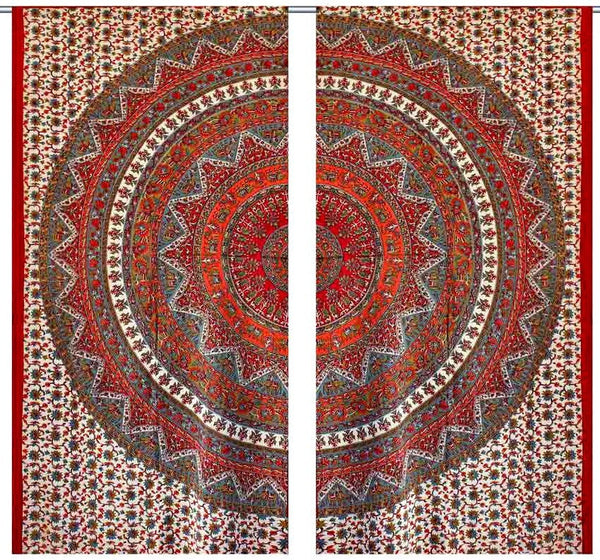 Indian Mandala Bedroom Curtains, Tapestry Drapes, Window Treatment Bohemian Set-Jaipur Handloom