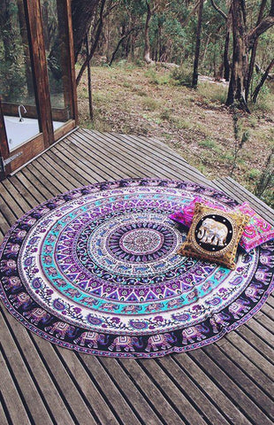 Indian Mandala Tapestries Round Beach Throw Wall Hanging Yoga Mat Boho Tapestry-Jaipur Handloom