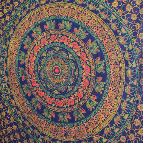 Indian Mandala Wall Hanging Hippie Elephant Tapestries Twin Dorm Bedding-Jaipur Handloom