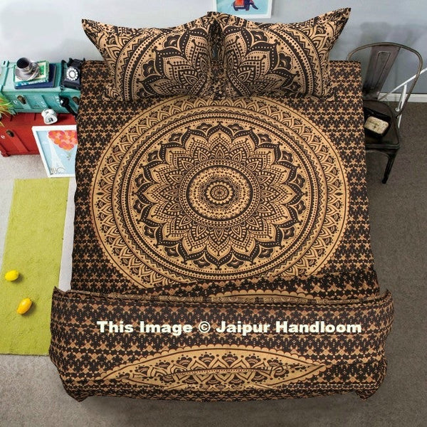 Indian Ombre Mandala Bedspread & Queen Duvet Doona Quilt Cover Blanket 4 PC Set-Jaipur Handloom