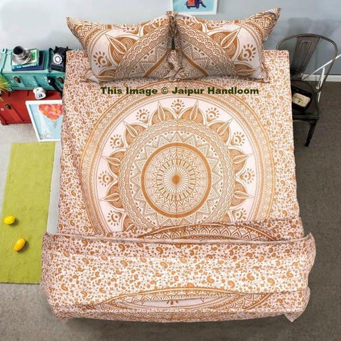 Indian Ombre Mandala Duvet Doona Quilt Cover Set With Bedsheet & 2 Pillow Cover-Jaipur Handloom