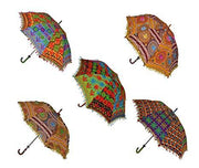 Indian Patchwork Umbrellas Parasols - 50 Pcs Wholesale Lot Wedding Decor Umbrellas Sun Protection Umbrella Parasol Women Umbrella-Jaipur Handloom