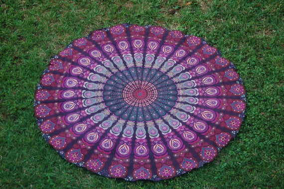 Indian Peacock Mandala Beach Towels Soft Cotton Beach Blankets Throws-Jaipur Handloom