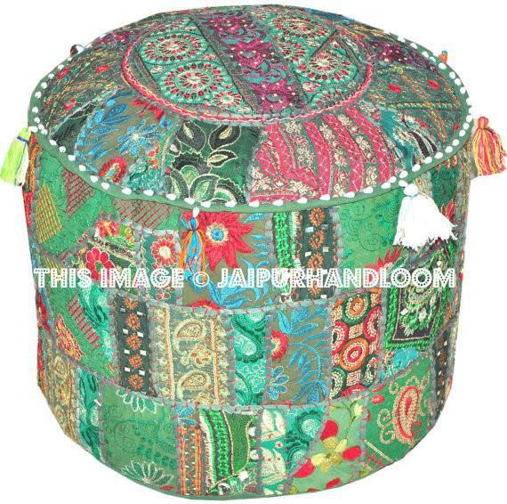 Indian Pouf Ottoman-Jaipur Handloom