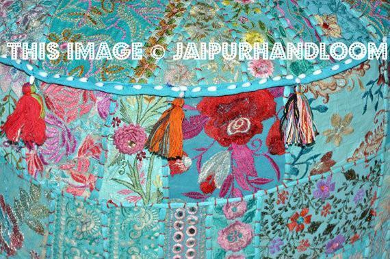 Indian Pouf Ottoman Patchwork on Sale