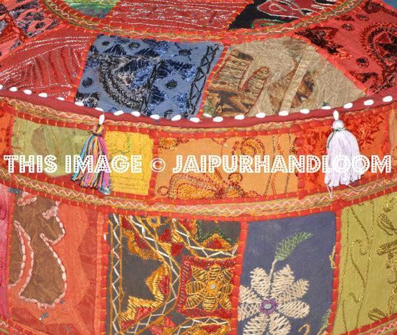 XL indian Poufs Bean bag ottoman Round Ottoman Pouf Footstools-Jaipur Handloom