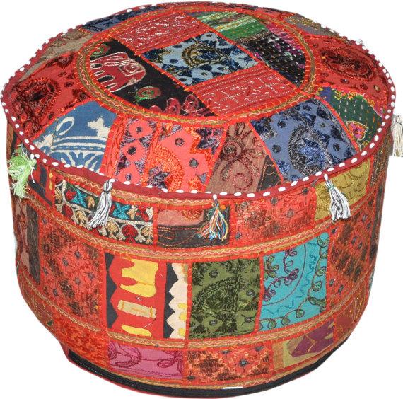 Indian Poufs Round Ottoman Pouffe Footstools