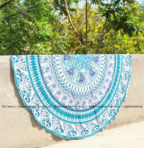 Indian Round Mandala Beach Throw Hippie Dorm Room Wall Hanging-Jaipur Handloom