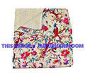 Indian Sari Kantha Quilt in Beige, Quilted kantha, blanket kantha bedspread kantha bed cover kantha bedding Indian kantha quilt Sari Quilt-Jaipur Handloom