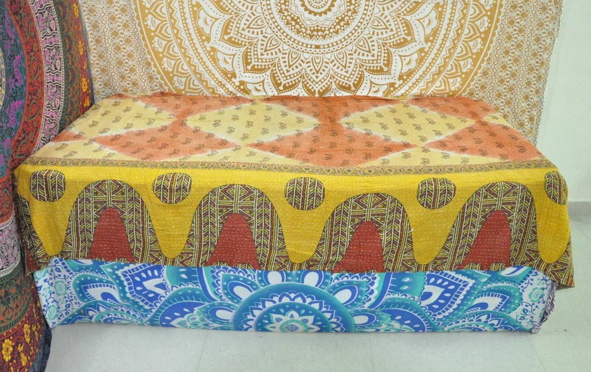 Indian Sari Vintage kantha Quilt-Jaipur Handloom