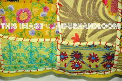 Indian Style Organic Dining Chair Pillows Bohemian Yellow Floor pillows Cushions-Jaipur Handloom