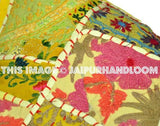 Indian Style Organic Dining Chair Pillows Bohemian Yellow Floor pillows Cushions-Jaipur Handloom