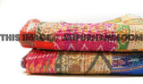 Indian Vintage Quilt Old Patola patch work Silk Sari Kantha Bedding-Jaipur Handloom