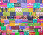Indian Vintage Quilt Old Patola patch work Silk Sari Kantha Bedding-Jaipur Handloom