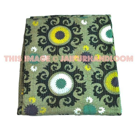 Indian kantha bedspread Queen kantha Bedcover coverlet handmade suzani kantha throw