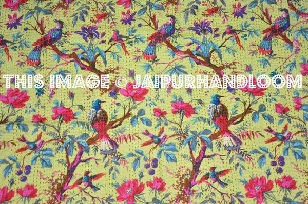 Indian sari kantha Quilt, kantha quilt in Green, kantha throw blanket handmade kantha, bedspread kantha, throw blanket antique quilt