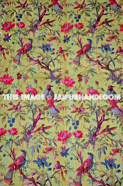 Indian sari kantha Quilt, kantha quilt in Green, kantha throw blanket handmade kantha, bedspread kantha, throw blanket antique quilt