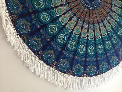 Indian table cloths, Round Indian Tablecloth, Fringed 70 Round Tablecloths