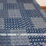 Indigo Kantha Quilt Patchwork Quilt Indigo Quilt Bedspread Queen Bedding Blanket-Jaipur Handloom