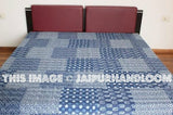 Indigo Kantha Quilt Patchwork Quilt Indigo Quilt Bedspread Queen Bedding Blanket-Jaipur Handloom