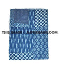 Indigo Kantha Quilt Queen Quilt Patchwork Quilt-Jaipur Handloom