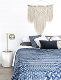 Indigo Kantha Throw Bohemian Patchwork Kantha Bed Cover-Jaipur Handloom