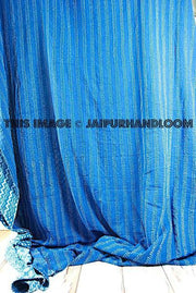 Indigo Patchwork Queen Kantha Quilt-Jaipur Handloom