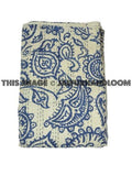 Indigo print paisley kantha blanket bedspread Quilt Throw