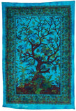 Jaipur handloom Blue Tree of Life Tapestry wall hanging dorm decor bedding-Jaipur Handloom