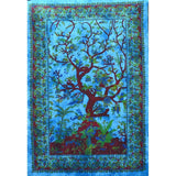 Jaipur handloom Blue Tree of Life Tapestry wall hanging dorm decor bedding-Jaipur Handloom