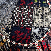 JaipurHandloom Black Indian Traditional Home Decorative Ottoman Handmade and Patchwork Foot Stool Floor Cushion Cover, 58 X 33 Cm or 22 X14 inches-Jaipur Handloom