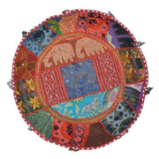JaipurHandloom Traditional Decorative Ottoman Comfortable Floor Cushion Foot Stool Embellished With Embroidery & Patchwork cover, 58 X 33 Cm-Jaipur Handloom