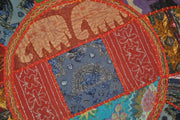 JaipurHandloom Traditional Decorative Ottoman Comfortable Floor Cushion Foot Stool Embellished With Embroidery & Patchwork cover, 58 X 33 Cm-Jaipur Handloom