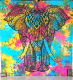 Jaipurhandloom Good Luck Multi color Elephant Tapestries Elephant Mandala Hippie Tapestry Boho Queen Bedspread-Jaipur Handloom