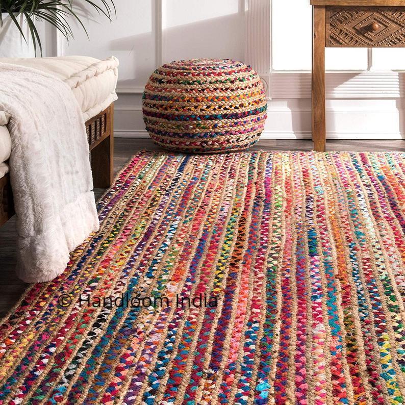  Chindi Rug Oval Rugs 4x6 Feet - Braided Rug Multi Color Rug No  Slip Rug - Reversible Natural Fiber Rugs Oval Area Rug Colorful Outdoor Rug  for Living Room Home Decor