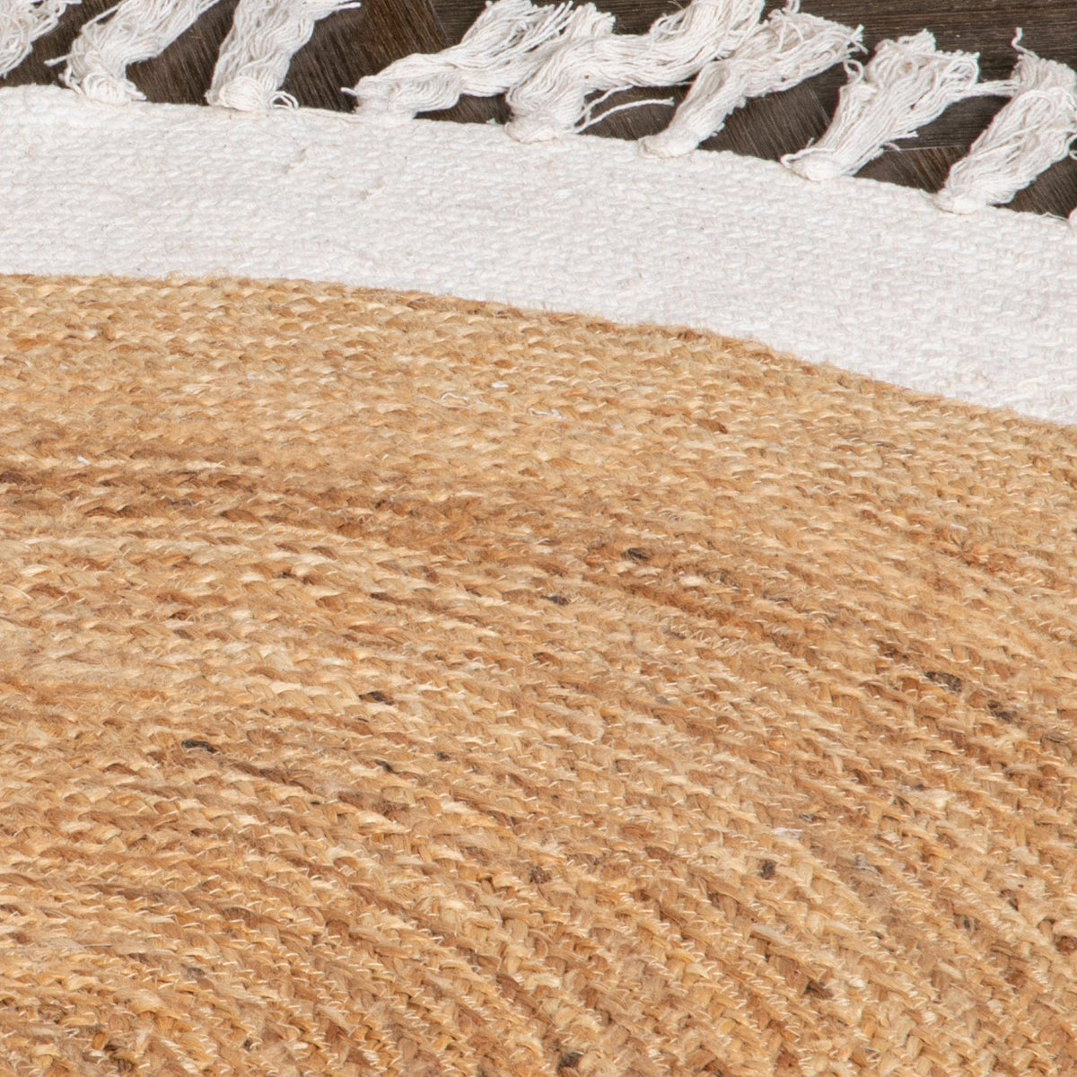 Jute Round Area Rug with tassels online in India - Jaipur Handloom