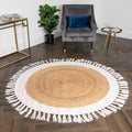 Jute Round Area Rug with tassels online in India - Jaipur Handloom