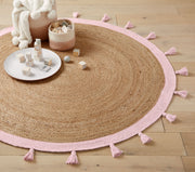 Jute Round Rugs - Buy round jute Rugs with tassels in India - Jaipur Handloom