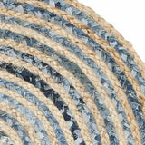 Jaipur Handloom - Jute and Denim Round Rug Carpet Rag Rag Round Door Mat Circle Rug