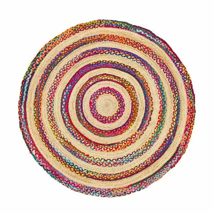 Jute and Multi Cotton Reversible Hand Woven Decorative Rug Durry Carpet Living Room Jute