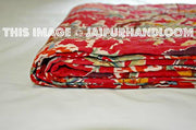 Kantha Bedspread Kantha Quilt Floral Quilt in Bird Print-Jaipur Handloom