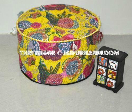 Kantha Pouf Ottoman-Jaipur Handloom