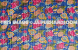 Kantha Quilt, Floral Queen Bed Cover Blanket Bedding-Jaipur Handloom