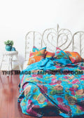 Kantha Quilt Indian Handmade Quilt Reversible Quilt Blue Bedspread Queen Bedding-Jaipur Handloom