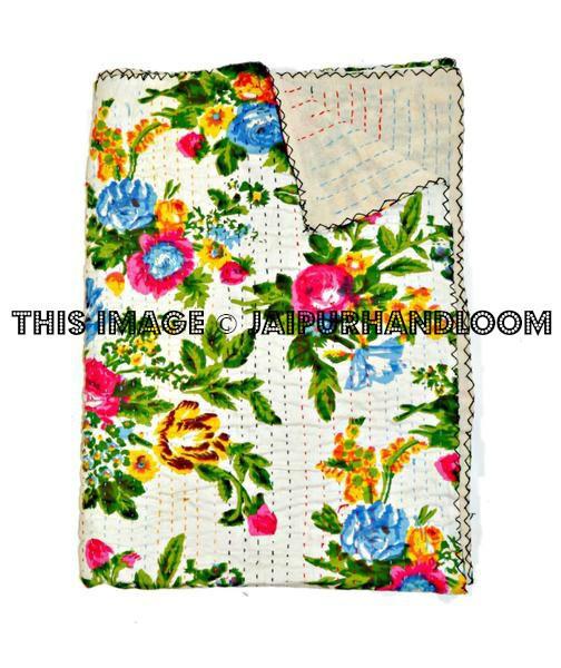 Kantha Quilt, Queen Quilt, Christmas Gift -Kantha Blanket, Queen Bed Cover, Indian Bedspread,Queen Kantha bedspread, Bohemian Bedding Kantha-Jaipur Handloom
